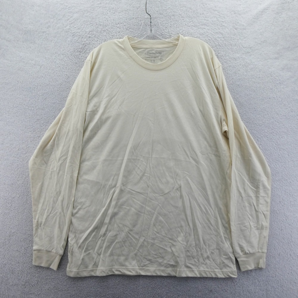 Homefield Shirt Mens Extra‎ Large Cream Long Sleeve Cotton Blend Casual Plain XL